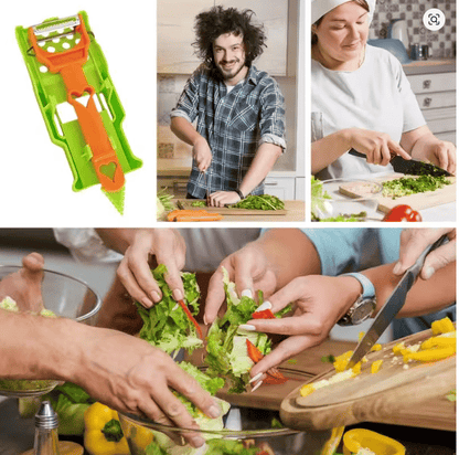Pelador multifuncional 2-en-1 + Juego De 6 Cuchillos De Cocina Profesionales